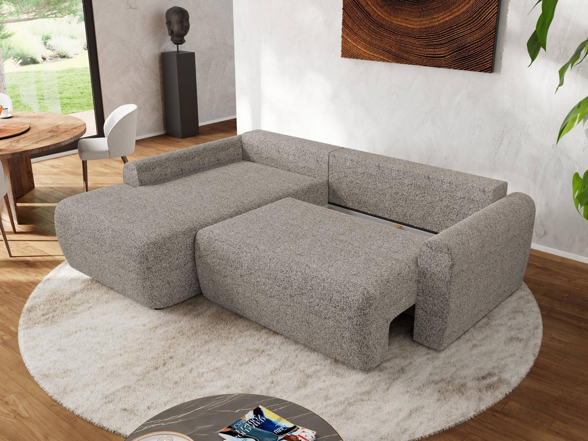 ECKSCHLAFSOFA CUBO L Beige Struktur - links - Beige/Schwarz, Kunststoff/Textil (273/187cm) - MKS