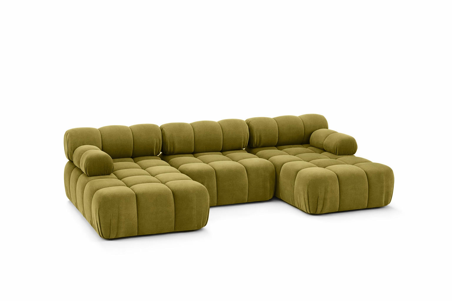 ECKSOFA U-Form, Stoff Velours Salvador, Olive, Selia U - Olivgrün, Holz (285/70/160cm) - Kaiser Möbel