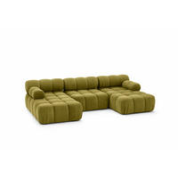 ECKSOFA U-Form, Stoff Velours Salvador, Olive, Selia U - Olivgrün, Holz (285/70/160cm) - Kaiser Möbel