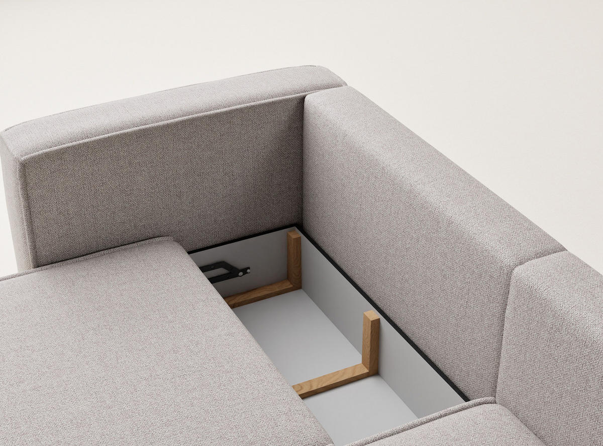 ECKSOFA MIT SCHLAFFUNKTION Velto Beige Webstoff - Beige/Schwarz, Holz/Holzwerkstoff (250/152cm) - Maison de Reve