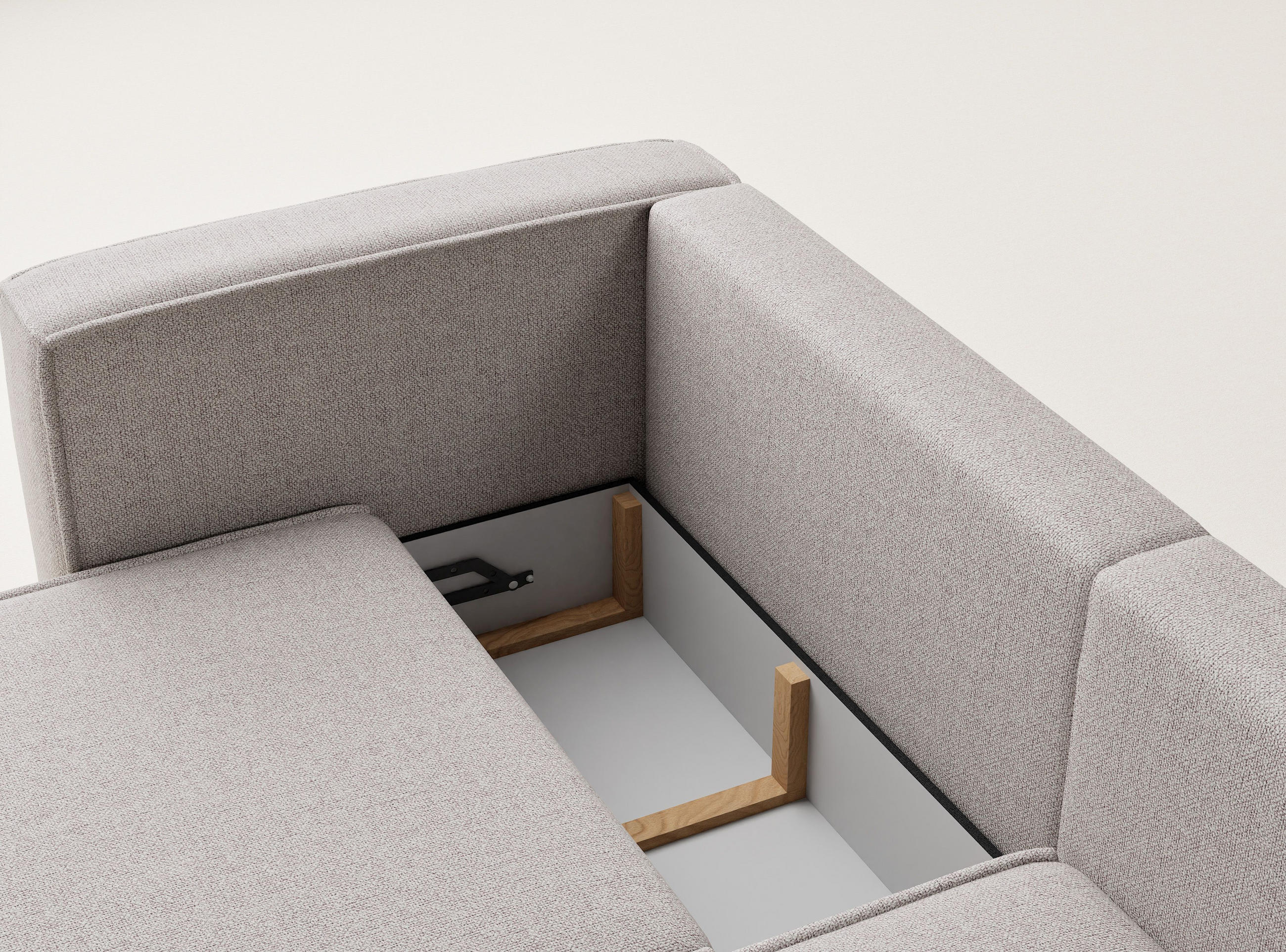 Thumbnail - Maison de Reve Ecksofa, Beige, Textil, Holz, Holzwerkstoff, 3-Sitzer, Füllung: Schaumstoff, L-Form, 250x152 cm, Oeko-Tex...