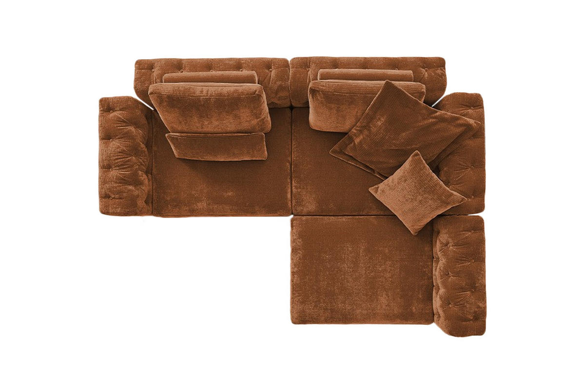 MODULSOFA SEPHI Rotbraun Cord - Rotbraun/Schwarz, Kunststoff/Textil (268/62/191cm) - KAWOLA
