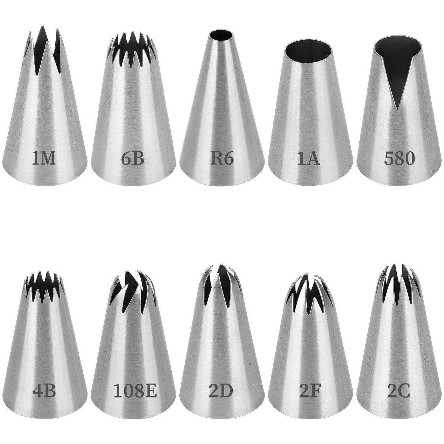 SPRITZTÜLLEN 10er Set Edelstahl Groß - Silberfarben, Metall (2.4/2.4/4.4cm)