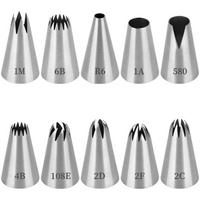 SPRITZTÜLLEN 10er Set Edelstahl Groß - Silberfarben, Metall (2.4/2.4/4.4cm)