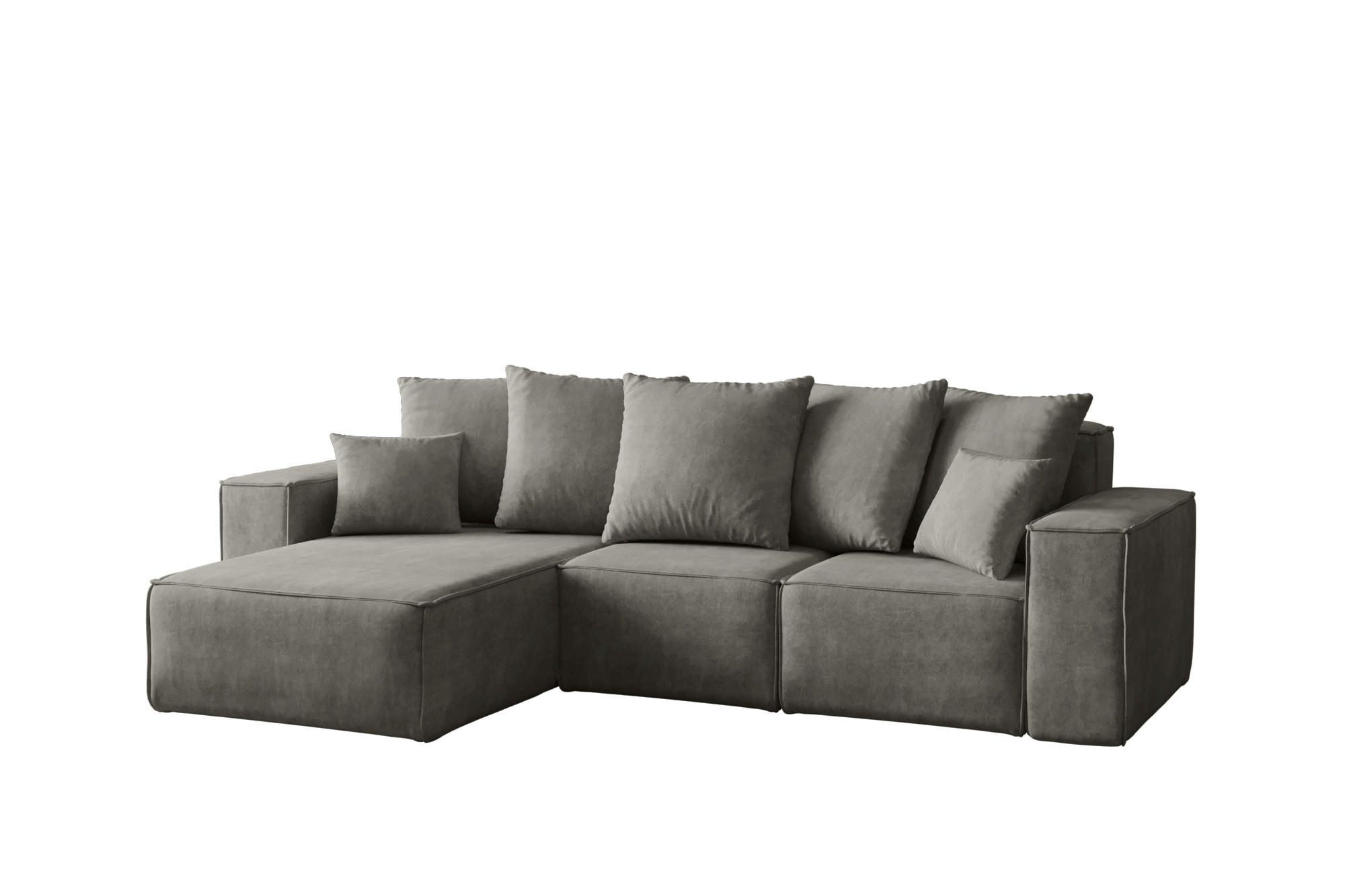 ECKSOFA L-Form Premium Kollektion ELLA Stoff Velours Noel Grau Links - Grau, Holz/Textil (168/262cm) - Kaiser Möbel