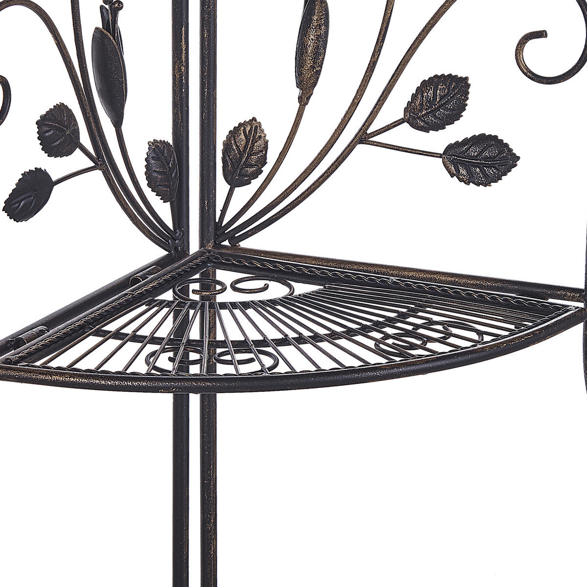 ECKREGAL schwarz Metall 4 Ablageflächen klappbar Siderno - Goldfarben/Schwarz, Metall (35/158/35cm) - Beliani