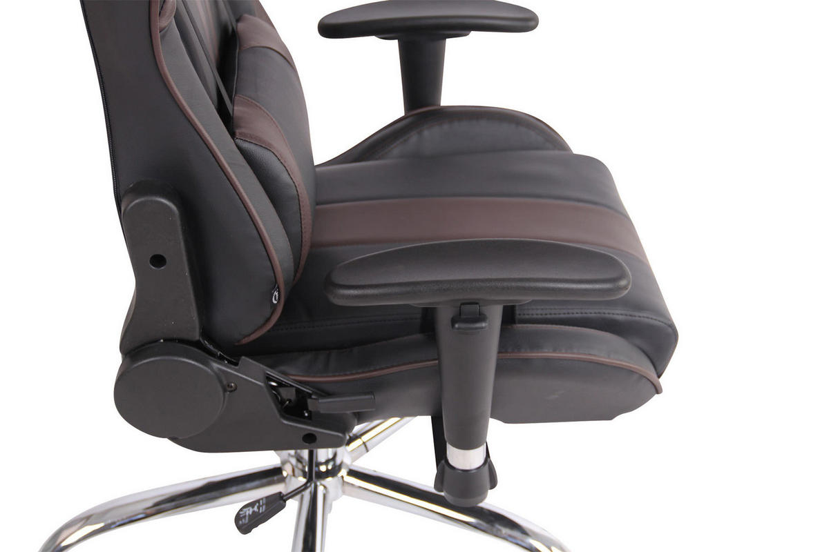 CHEFSESSEL Lederlook Schwarz/Braun - Schwarz/Braun, Textil/Metall (67/128/51cm) - CLP