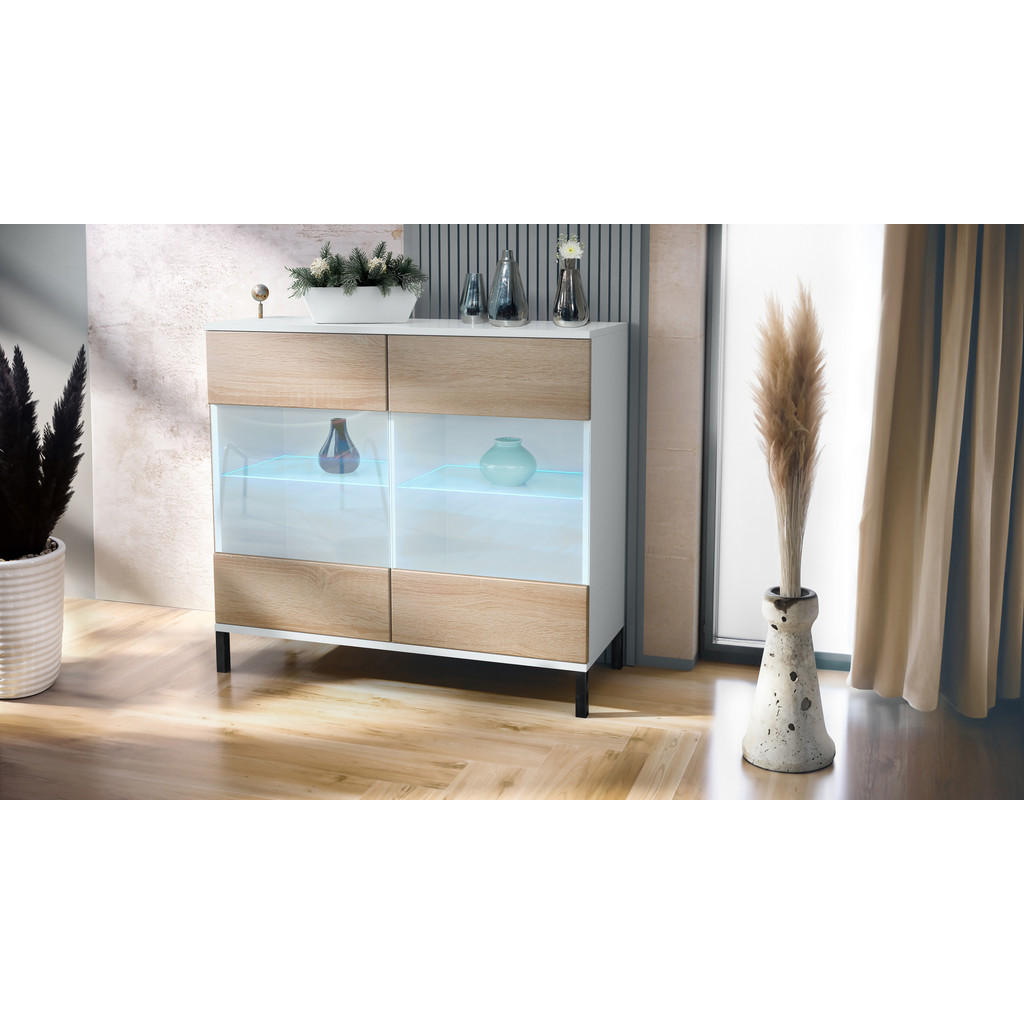Thumbnail - Vladon Kommode, Eiche San Remo, Holzwerkstoff, 92.5x83.5x35 cm, Wohnzimmer, Kommoden & Sideboards, Kommoden