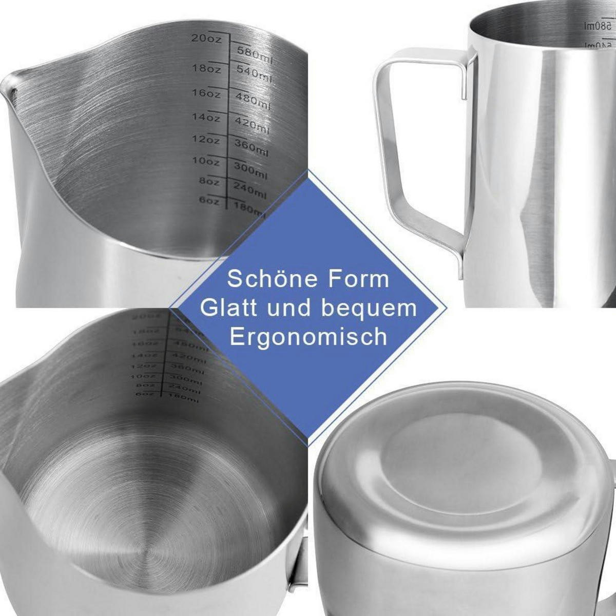 MILCHKÄNNCHEN Edelstahl 600 ml - Silberfarben, Metall (10/10cm)