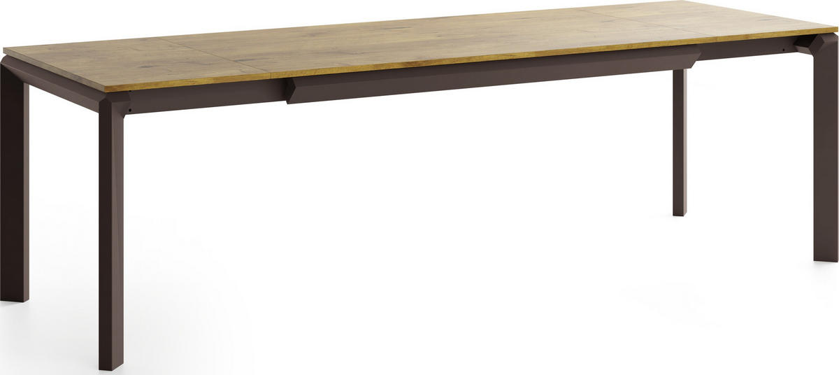 ESSTISCH Elan rechteckig ausziehbar verlängerbar mit Braunen Metallbeinen, Eiche Hell Braun 160-250/90/76 cm - Eichefarben/Braun, Holzwerkstoff/Metall (90/250/78cm) - WFL GROUP