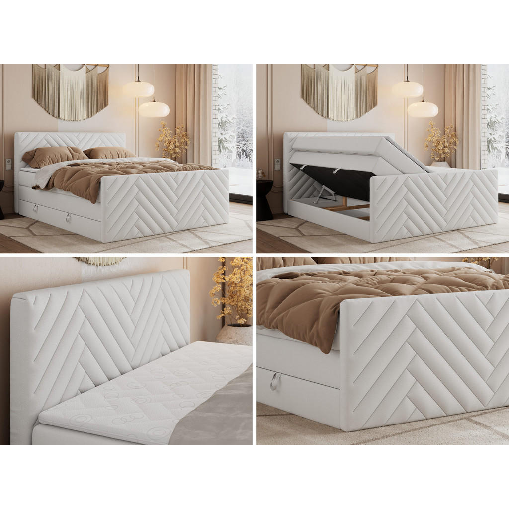 Thumbnail - MKS Boxspringbett, Weiß, Textil, H3, 7-Zonen, Rechteckig, 120x200 cm, Oeko-Tex®, Schlafzimmer, Betten, Boxspringbetten