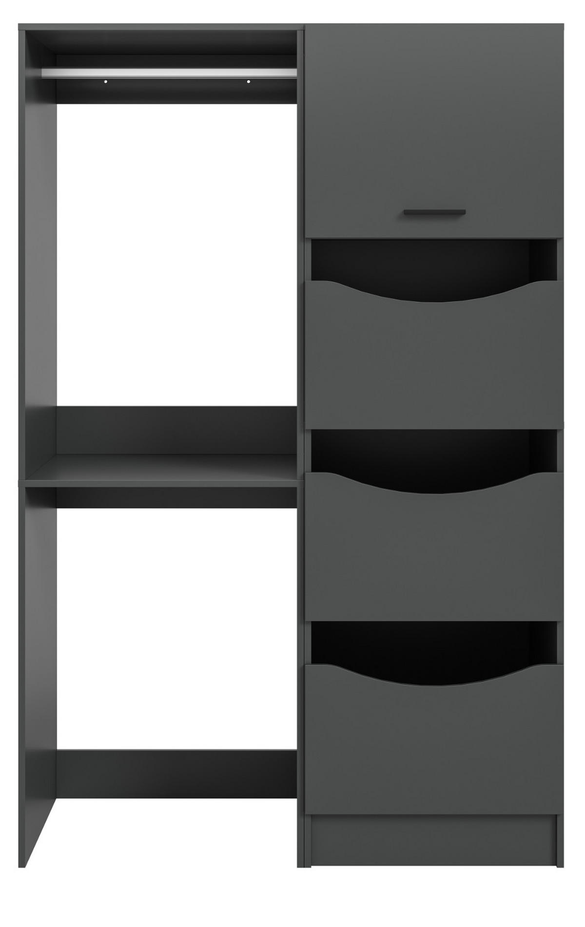 WASCHMASCHINENSCHRANK grau Set 2-teilig 126 x 196 cm, Waschmaschinenumbau mit Wäschefächern - Schwarz/Grau, Holzwerkstoff/Kunststoff (126/196/68cm) - Inn.Furn