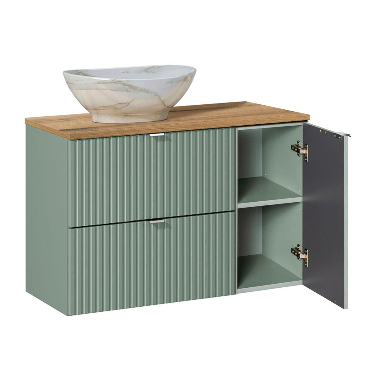BADMÖBEL 90.4cm Jade 2er-Set Grün - Grün, Holzwerkstoff (90.4/59.5/40cm) - Petits-meubles