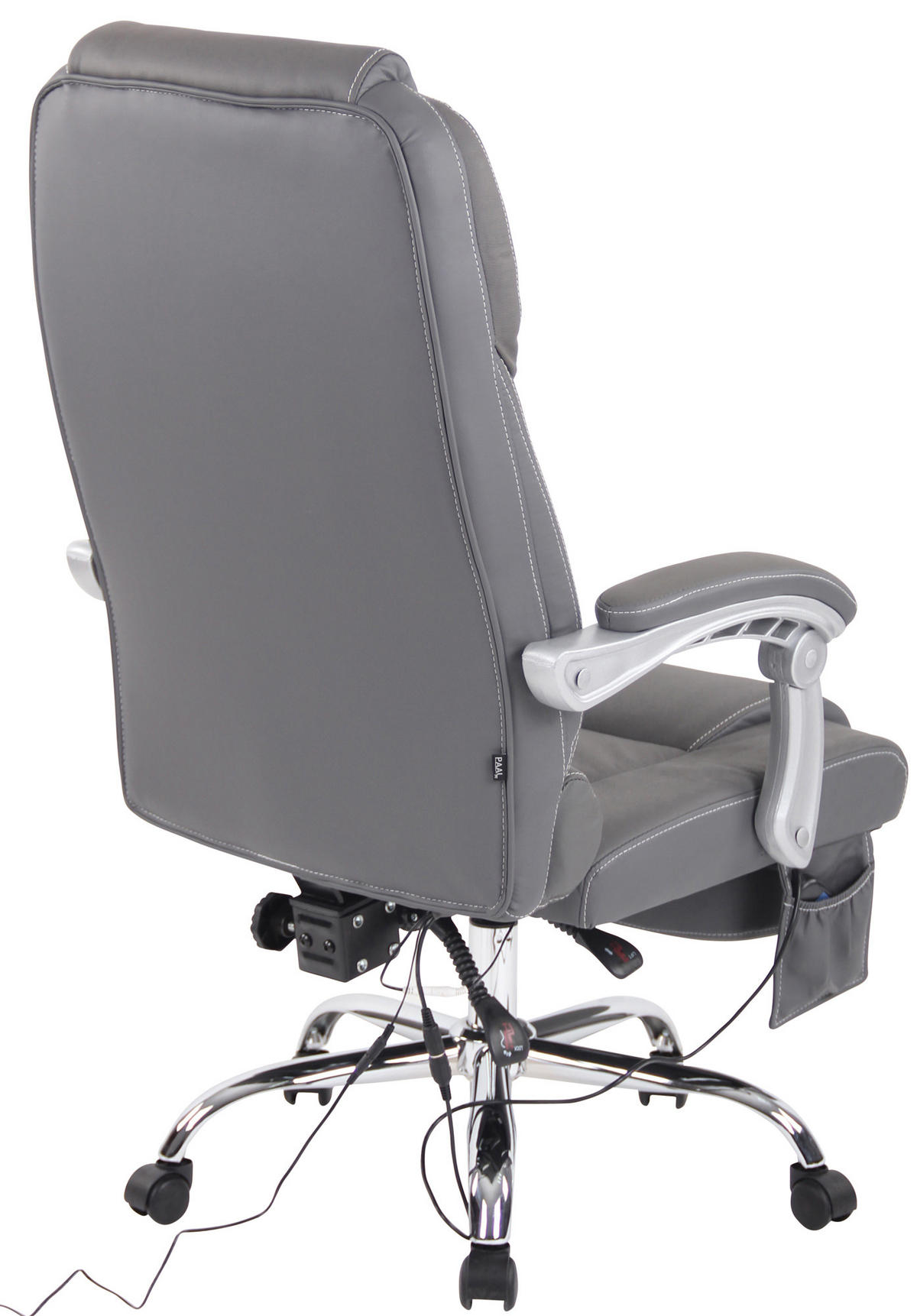 CHEFSESSEL Echtleder Grau - Chromfarben/Grau, Leder/Metall (69/118/64cm) - CLP
