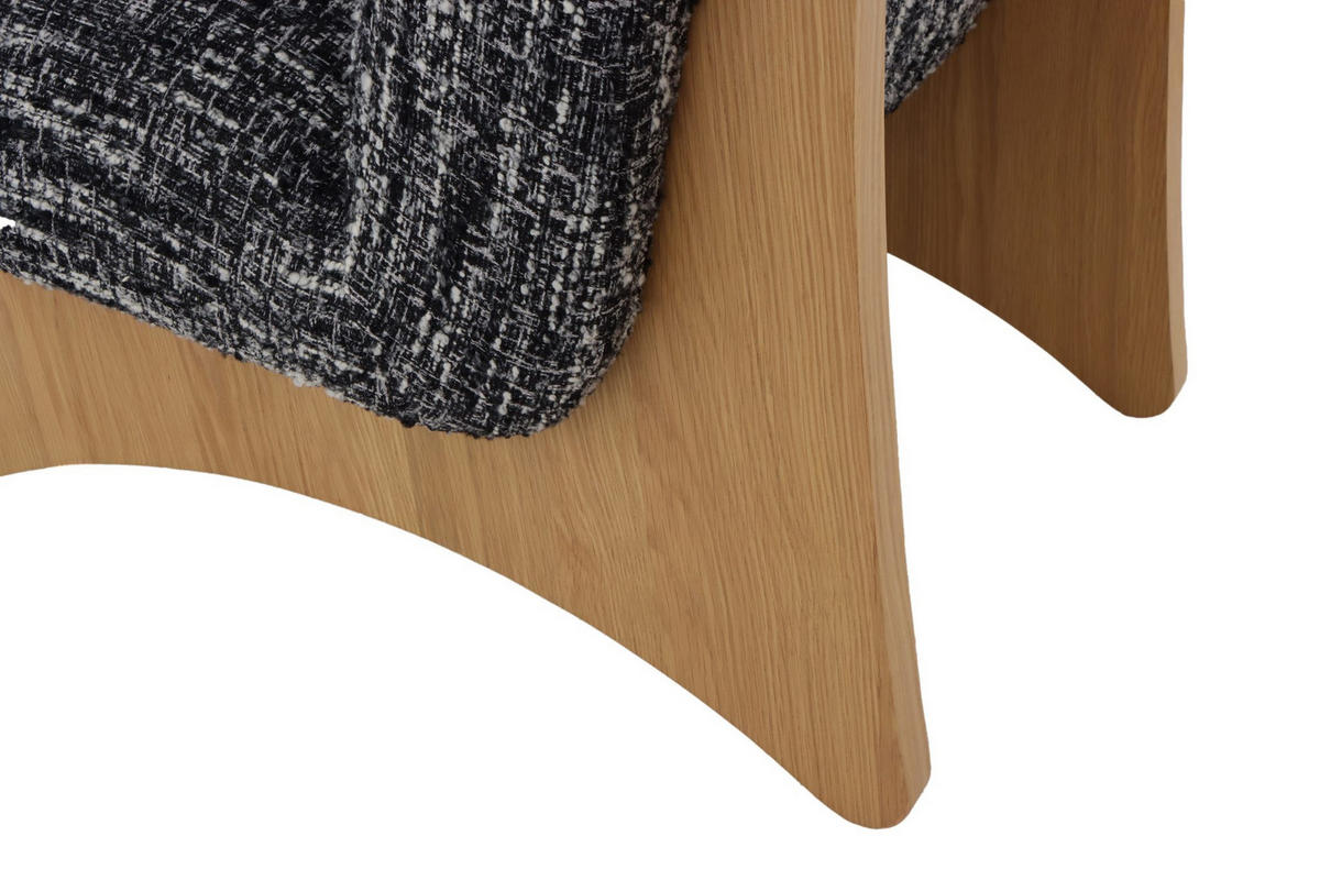 SESSEL Tommy, Natur Massiveiche + schwarz-weißer Stoff - Multicolor, Holz (73/86/88cm) - WOODEK