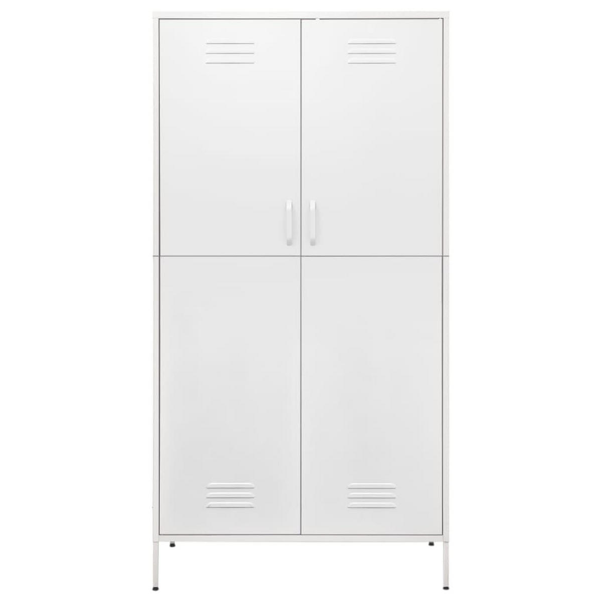 KLEIDERSCHRANK 2-Türig mit 4 verstellbaren Fächern 90/50/180 cm aus Stahl Weiß - Weiß, Metall (90/180/50cm) - vidaXL