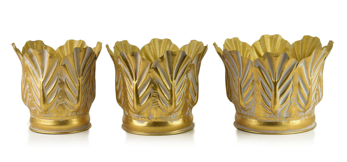 BLUMENTOPF Marina 2er Set Gold 28/28/20 cm Metall - Goldfarben, Metall (28/20/28cm) - Mondex