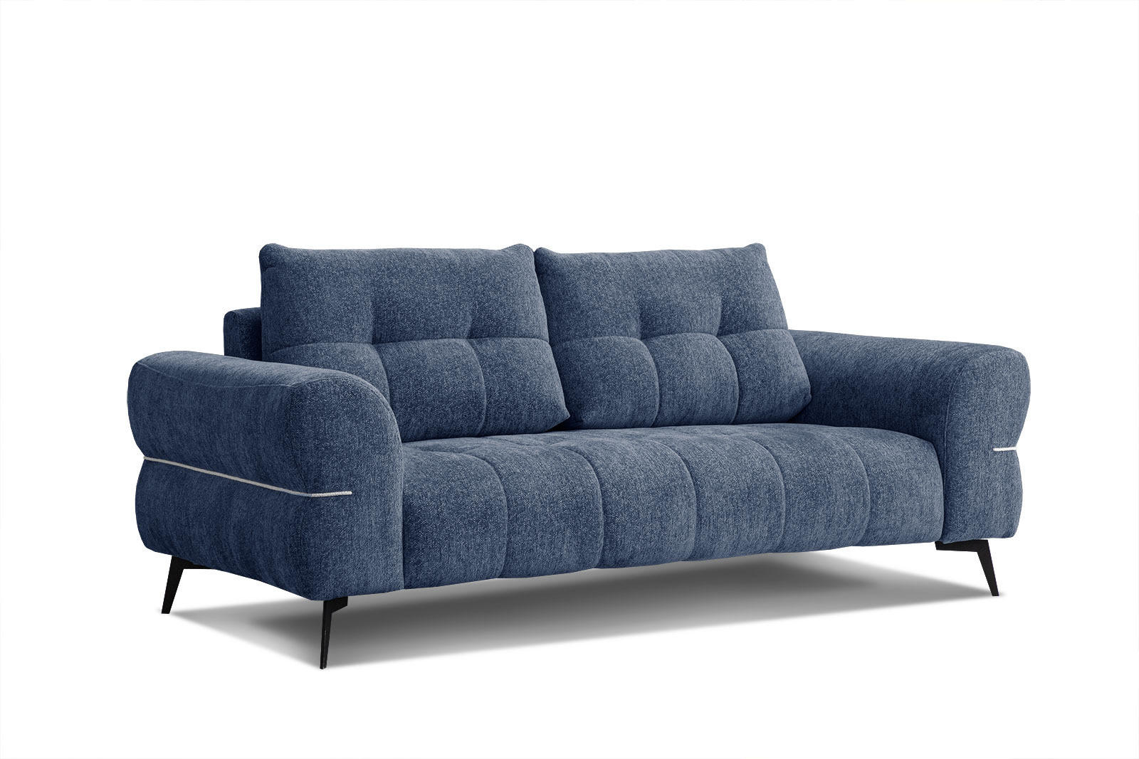 SOFA SALVINI 3-Sitzer, dunkelblau - Schwarz/Dunkelblau, Holzwerkstoff/Textil (176/88/99cm) - Courtois Laville