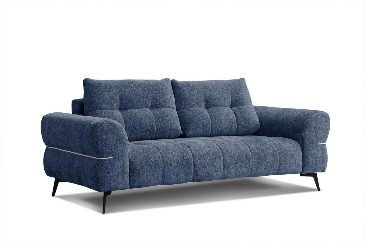 SOFA SALVINI 3-Sitzer, dunkelblau - Schwarz/Dunkelblau, Holzwerkstoff/Textil (176/88/99cm) - Courtois Laville