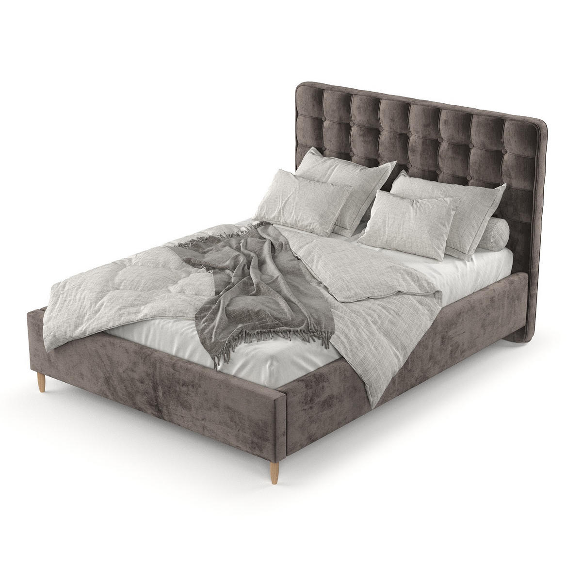 POLSTERBETT Paloma 140/200 cm Braun im Lotta Stoff - Naturfarben/Braun, Holz/Holzwerkstoff (140/200cm) - AltaBeds