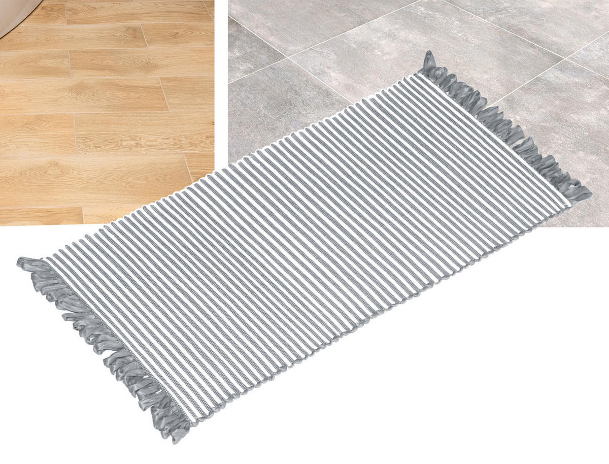 HANDGEWEBTER Läufer 60x120 cm Rauchgrau - Grau, Naturmaterialien/Textil (60/120cm) - Lashuma