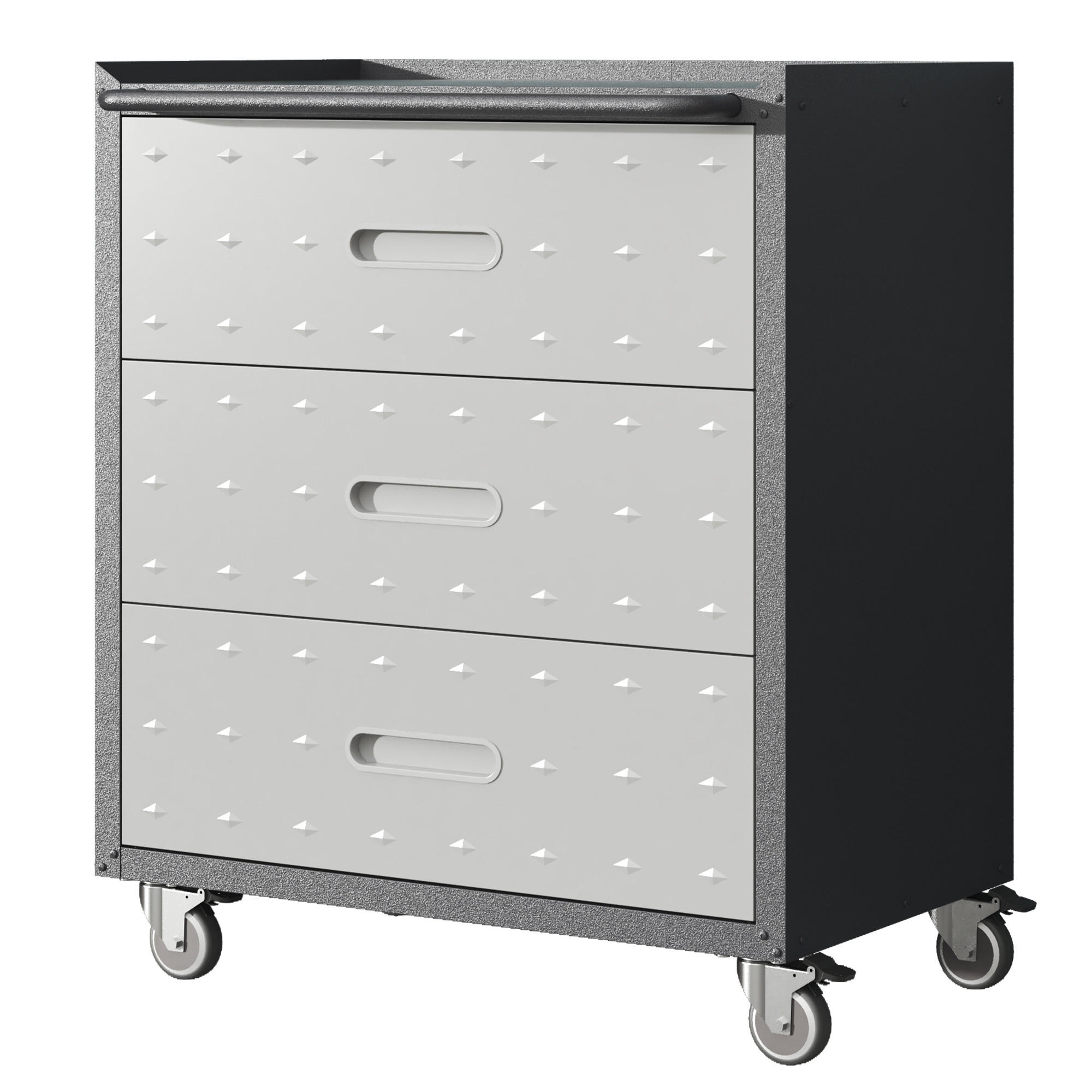 WERKZEUGSCHRANK Metall mit Rollen 3 Schubladen 75x42x88 cm – robust, Werkstattwagen für Garage, Büro & Haushalt, Schwarz/Grau - Schwarz, Metall (42/88.01/75.01cm) - Ej. Life