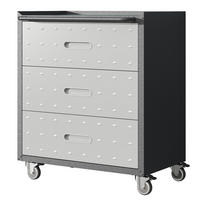 WERKZEUGSCHRANK Metall mit Rollen 3 Schubladen 75x42x88 cm – robust, Werkstattwagen für Garage, Büro & Haushalt, Schwarz/Grau - Schwarz, Metall (42/88.01/75.01cm) - Ej. Life