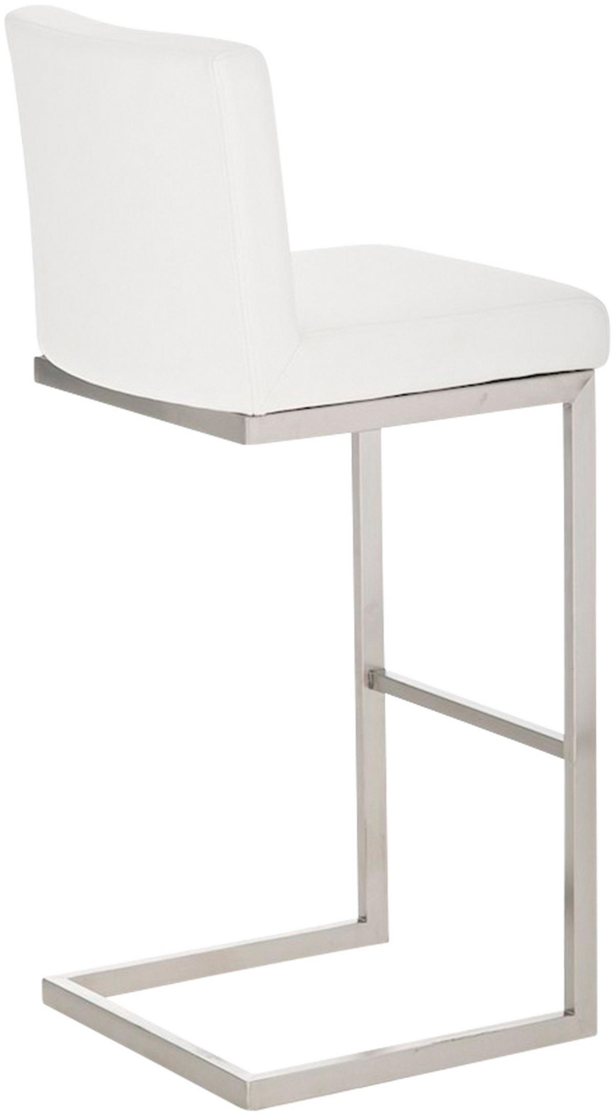 BARHOCKER Lederlook Weiß - Edelstahlfarben/Weiß, Textil/Metall (42/104/48cm) - CLP