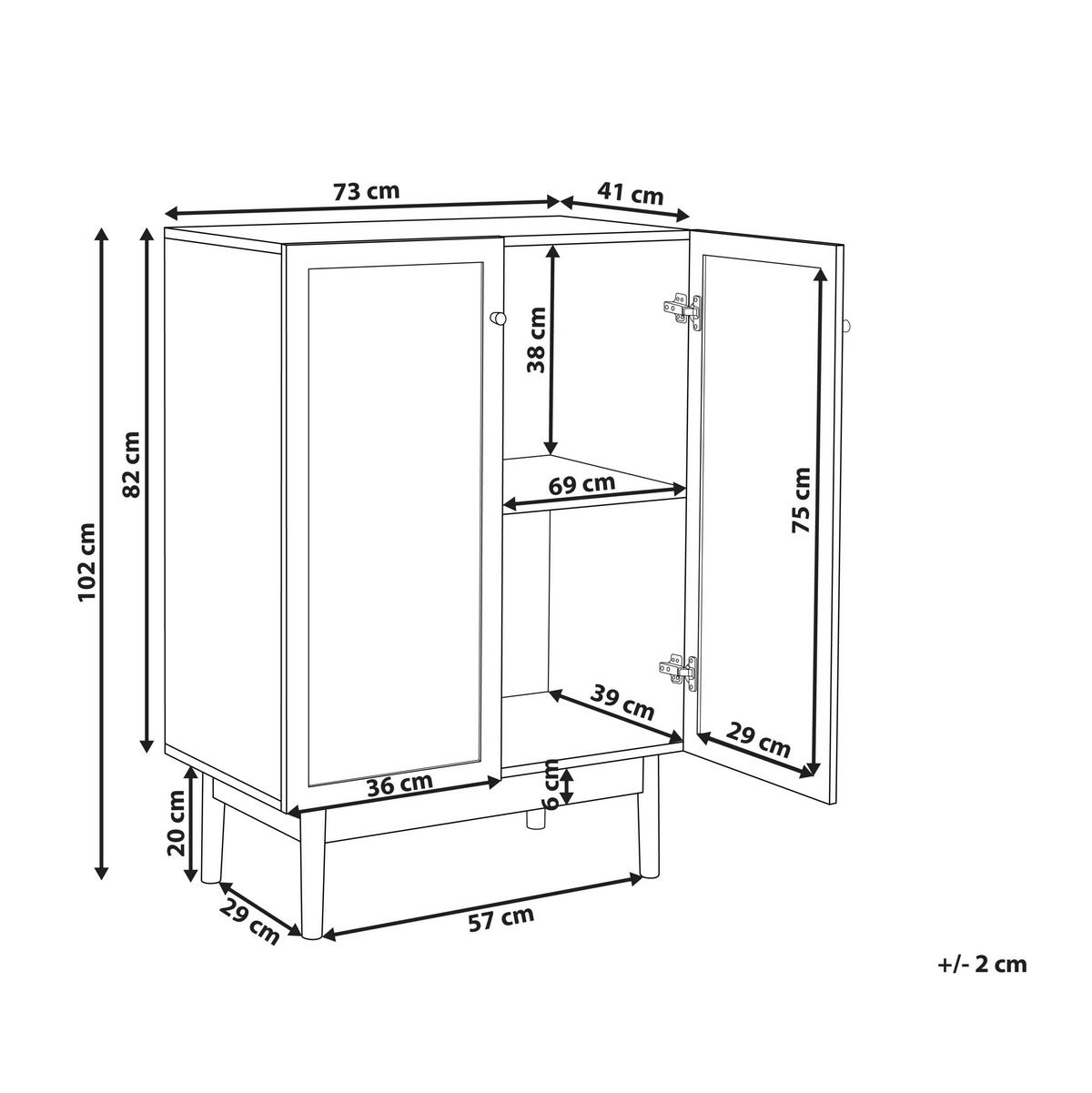 SIDEBOARD Heller Holzfarbton Nivo - Hellbraun, Holzwerkstoff (73/102/41cm) - Beliani