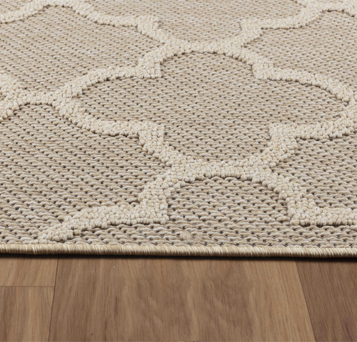 TEPPICH Outdoor Flachgewebe Skandi-Muster Polypropylen Balkon Beige Läufer 80x250 - Beige, Textil (80/250cm) - KADIMA DESIGN