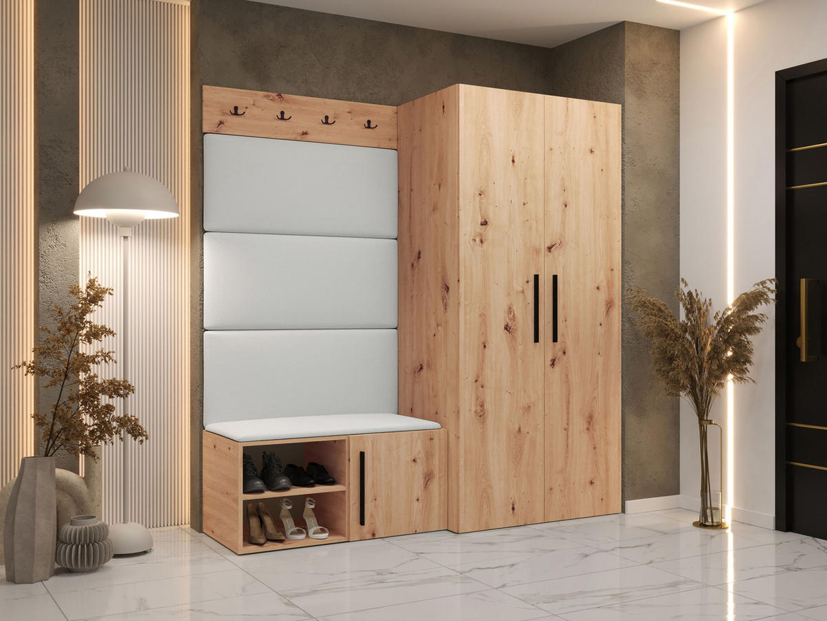 GARDEROBEN-SET Medi I - Schwarz/Weiß, Holzwerkstoff/Kunststoff (80/191/50cm) - MIRJAN24