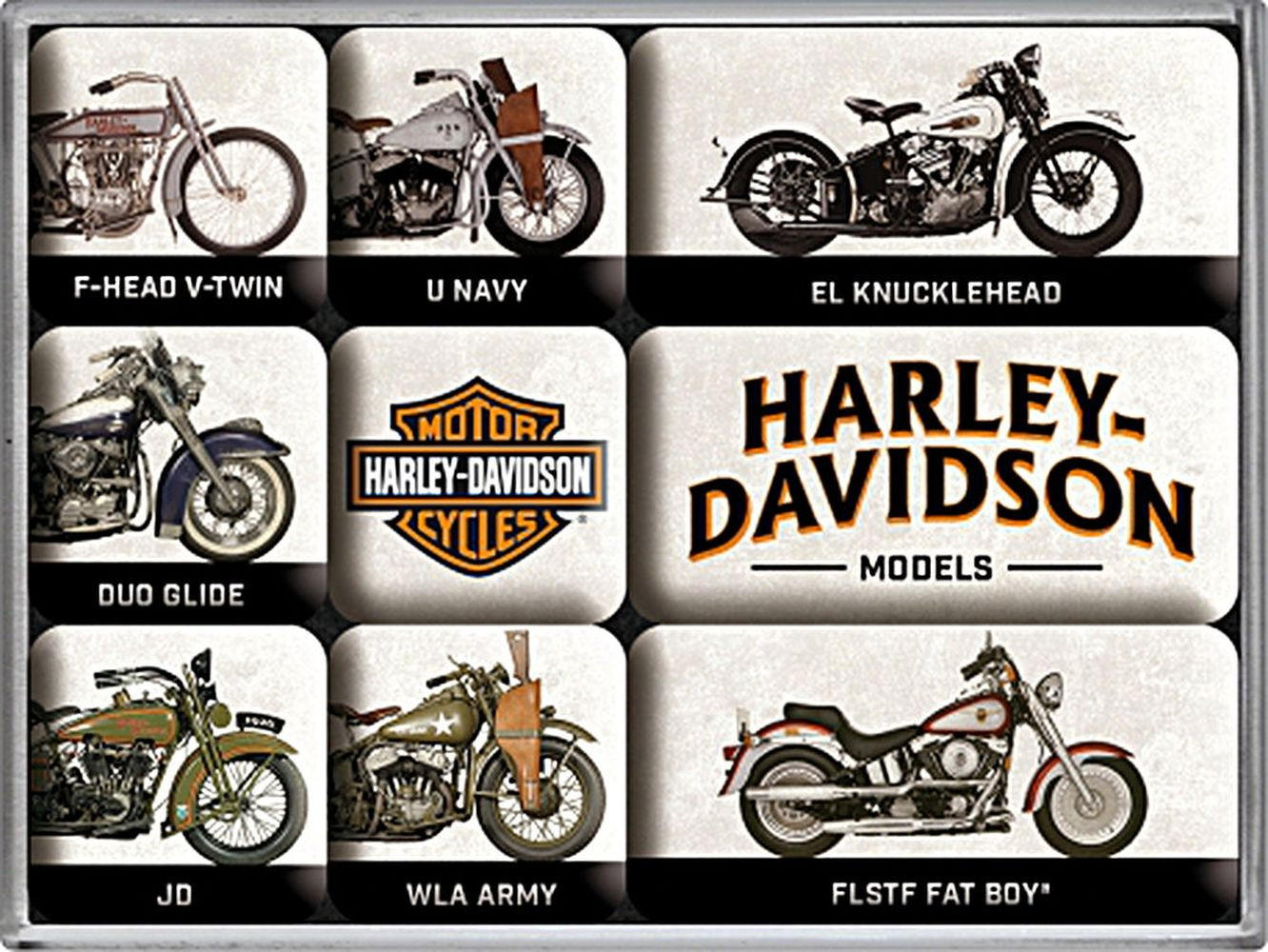 MAGNETSET 9-teilig Harley-Davidson Model Chart - Multicolor, Metall (9/7/2cm) - Nostalgic-Art