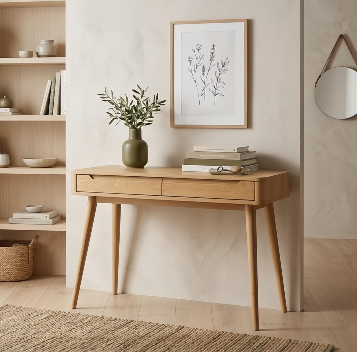 KONSOLE Nora, Natur Massiveiche - Beige, Holz (45/120/78cm) - WOODEK