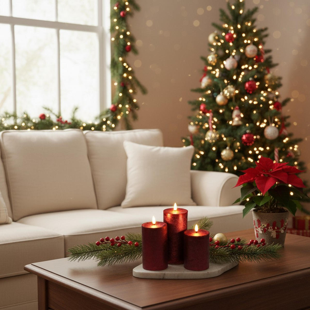 LED-KERZEN Ø 7,5 cm 3er-Set - Rot, Paraffin (7.5/7.5/15cm) - Home Styling Collection
