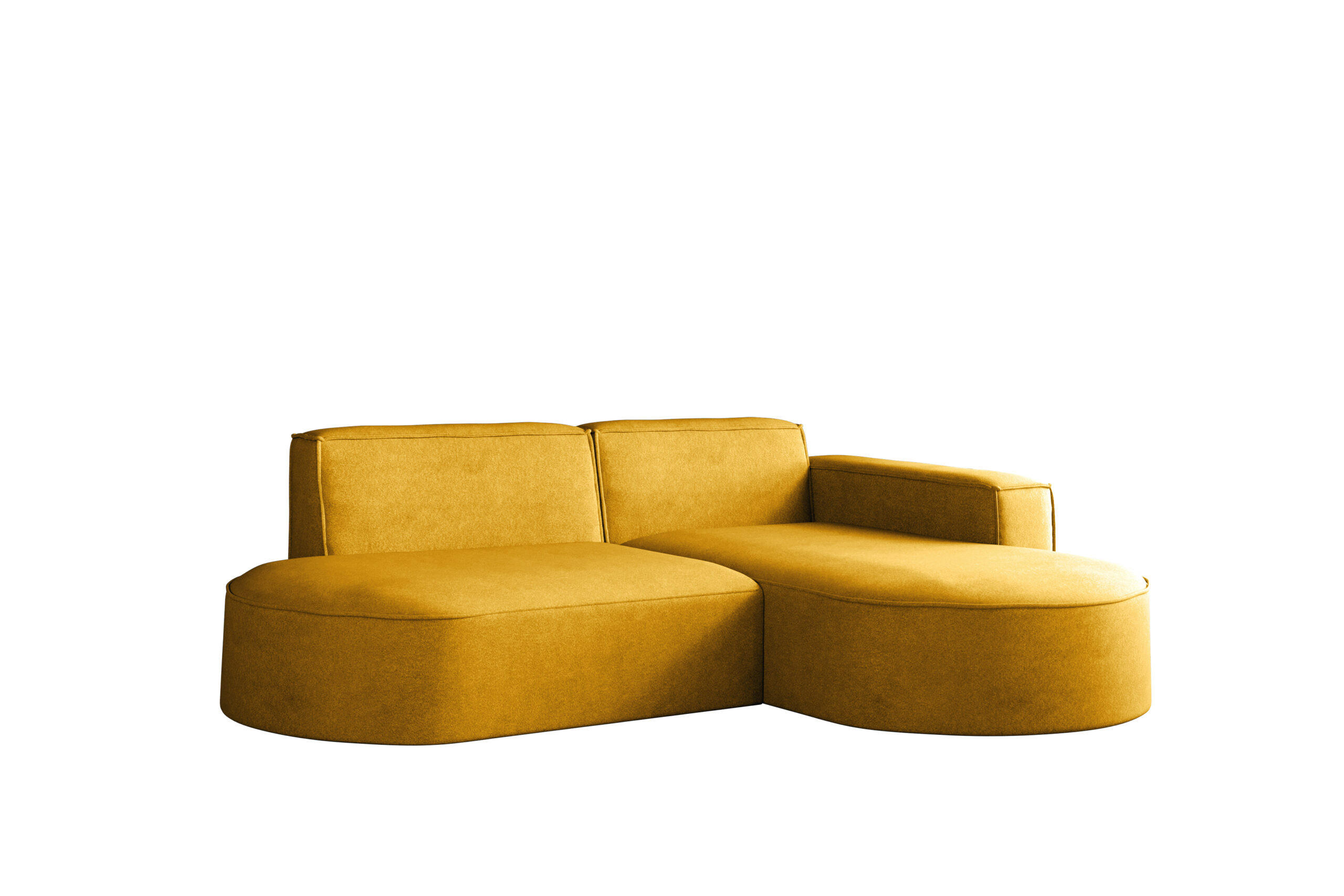 ECKSOFA Modena Modern Und Komfort Velours Stoff Salvador Rechts Gelb - Gelb, Holz/Textil (236/165cm) - Kaiser Möbel