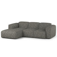 3-SITZER ECKSOFA mit Longchair - Schwarz/Grau, Kunststoff/Textil (251/173cm) - home24