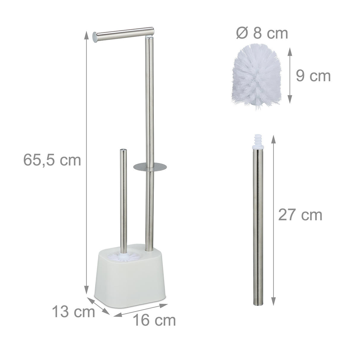 WC-GARNITUR - Weiß, Kunststoff/Metall (13/65.5/16cm) - Relaxdays