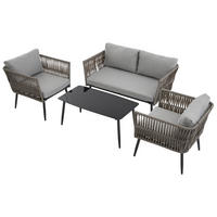 GARTENMÖBEL 99x54x42cm grau aus Stahl mit Seil und Glas - Grau, Textil - Modfu