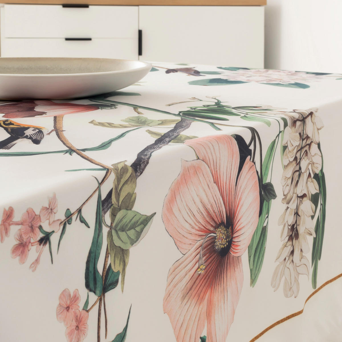 TISCHDECKE blooming 145x250 cm mehrfarbig - Multicolor, Textil (250/145/0.2cm) - Happy Friday