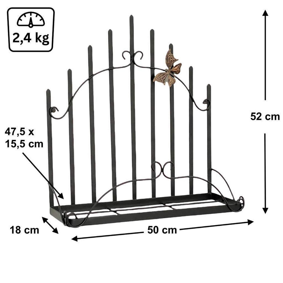 KÜCHENREGAL Wandregal Hängend Schwarz Metall 50 cm 96237 Kräuterregal - Schwarz, Metall (50/52/18cm) - DanDiBo