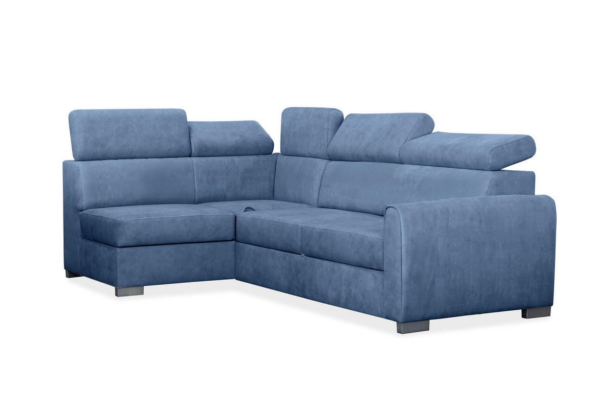 ECKSOFA Covo Blau, Gestepptes Ecksofa, linke seite - Blau, Holzwerkstoff (253/156cm) - Bettso