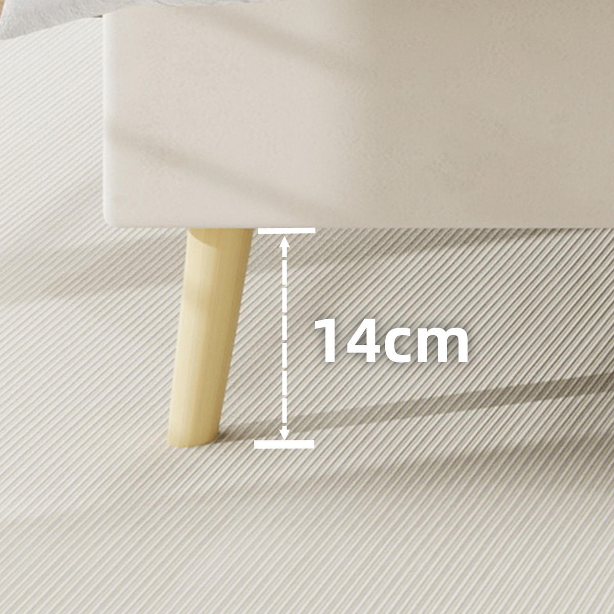 POLSTERBETT 140/200 cm in Beige Samt mit Stauraum - Beige, Holzwerkstoff/Textil (140/200cm) - WISHDOR