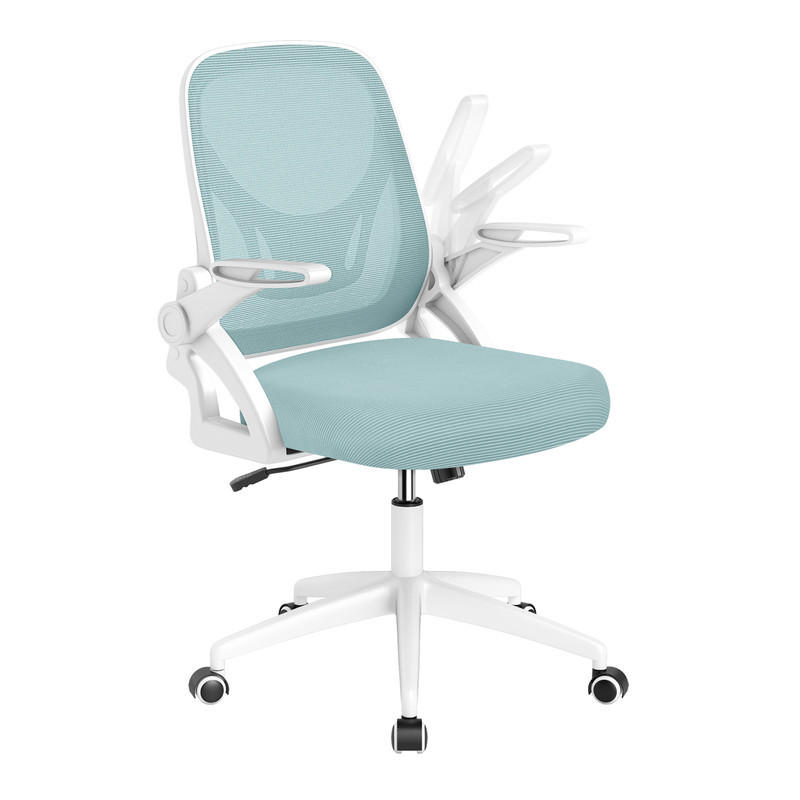 BÜROSTUHL mit klappbaren Armlehnen und Wippfunktion blau - Blau, Metall (63/92/63cm) - COSTWAY