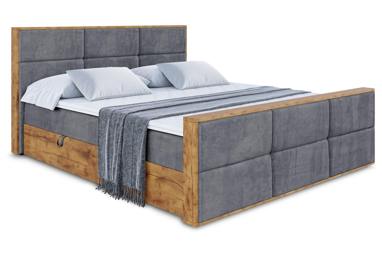 BOXBETT mit Matratze H4 und Lattenrost - LOLLI1-Z - 180x200 - Dunkelgrau Casablanca - Dunkelgrau, Holzwerkstoff (180/200cm) - ALTDECOR