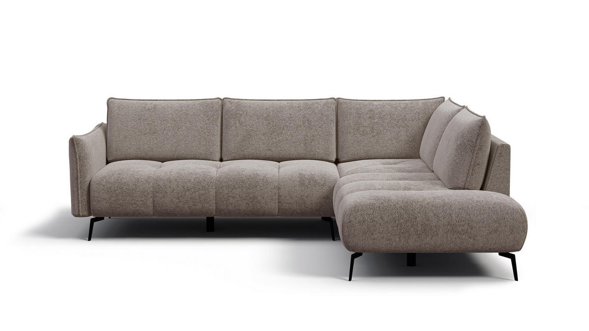 ECKSOFA AERA 5-Sitzer rechts, dunkelbeige - Beige/Schwarz, Holz/Textil (268/206cm) - Courtois Laville
