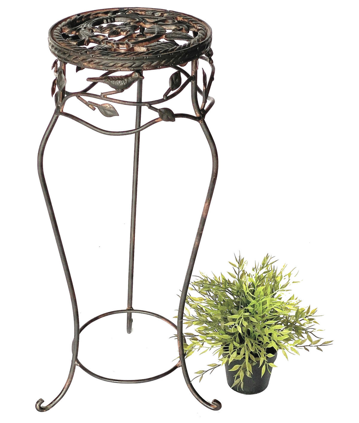 BLUMENHOCKER 65 cm Metall Schwarz Rund 18215 - Braun, Metall (23/65/23cm) - DanDiBo