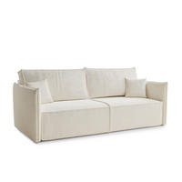 SOFA MIT SCHLAFFUNKTION Obra Creme Chenille-Stoff - Creme/Schwarz, Holz/Holzwerkstoff (220/70/107cm) - Maison de Reve