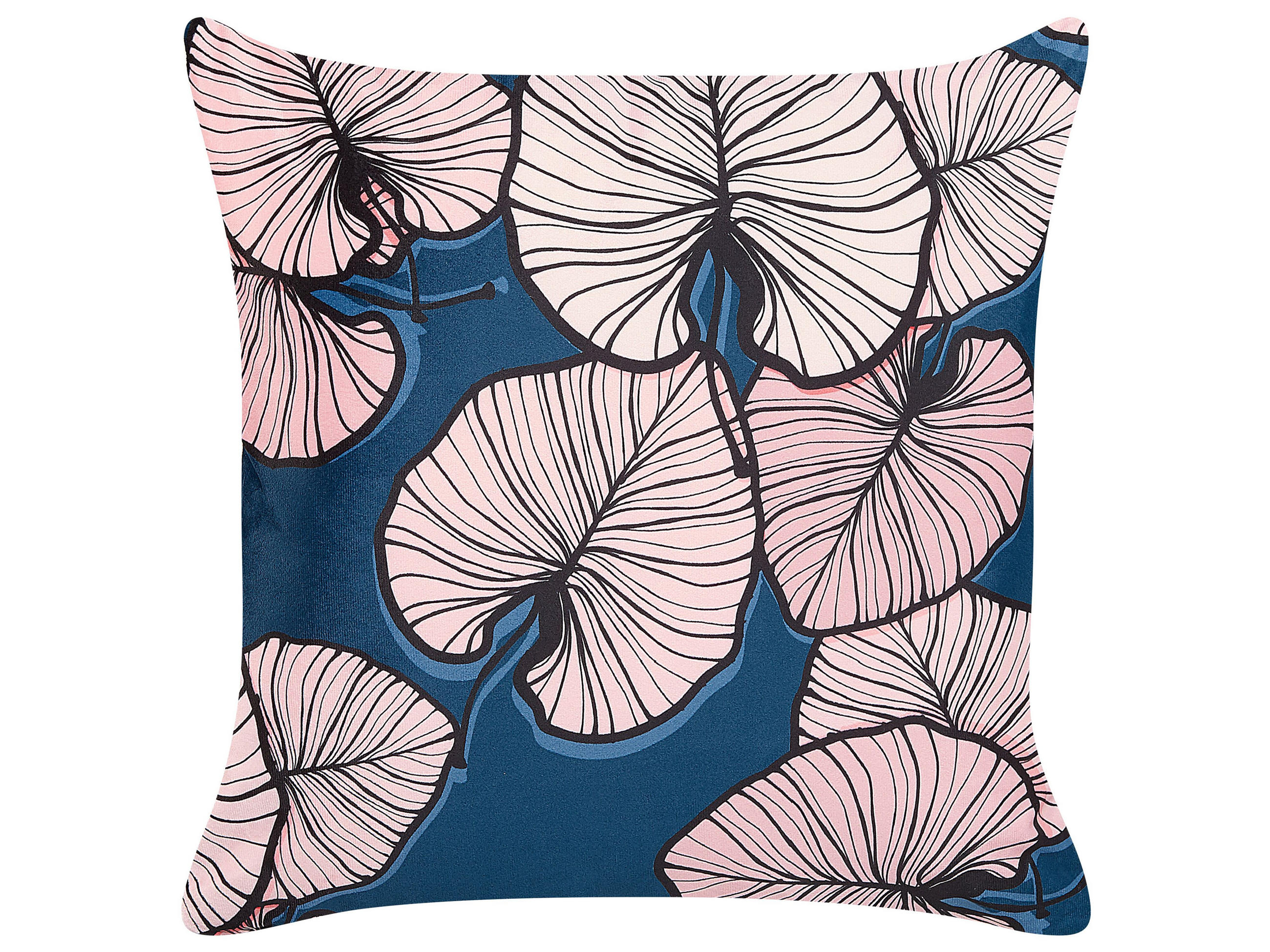 DEKOKISSEN 2er-Set Dunkelblau 45/45 cm Chrysanthemum - Dunkelblau, Textil (45/45cm) - Beliani