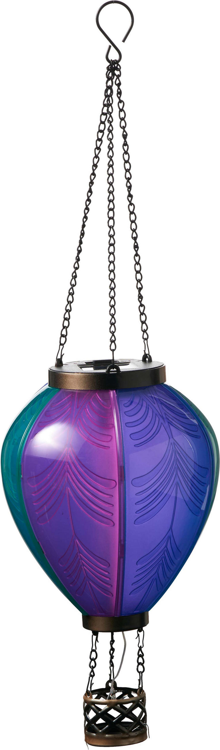 LED-SOLAR-LATERNE - Heißluftballon-Design aus robustem Kunststoff für stimmungsvolle Gartenbeleuchtung, wetterfest - Blau, Kunststoff (19/19/58cm) - Northpoint