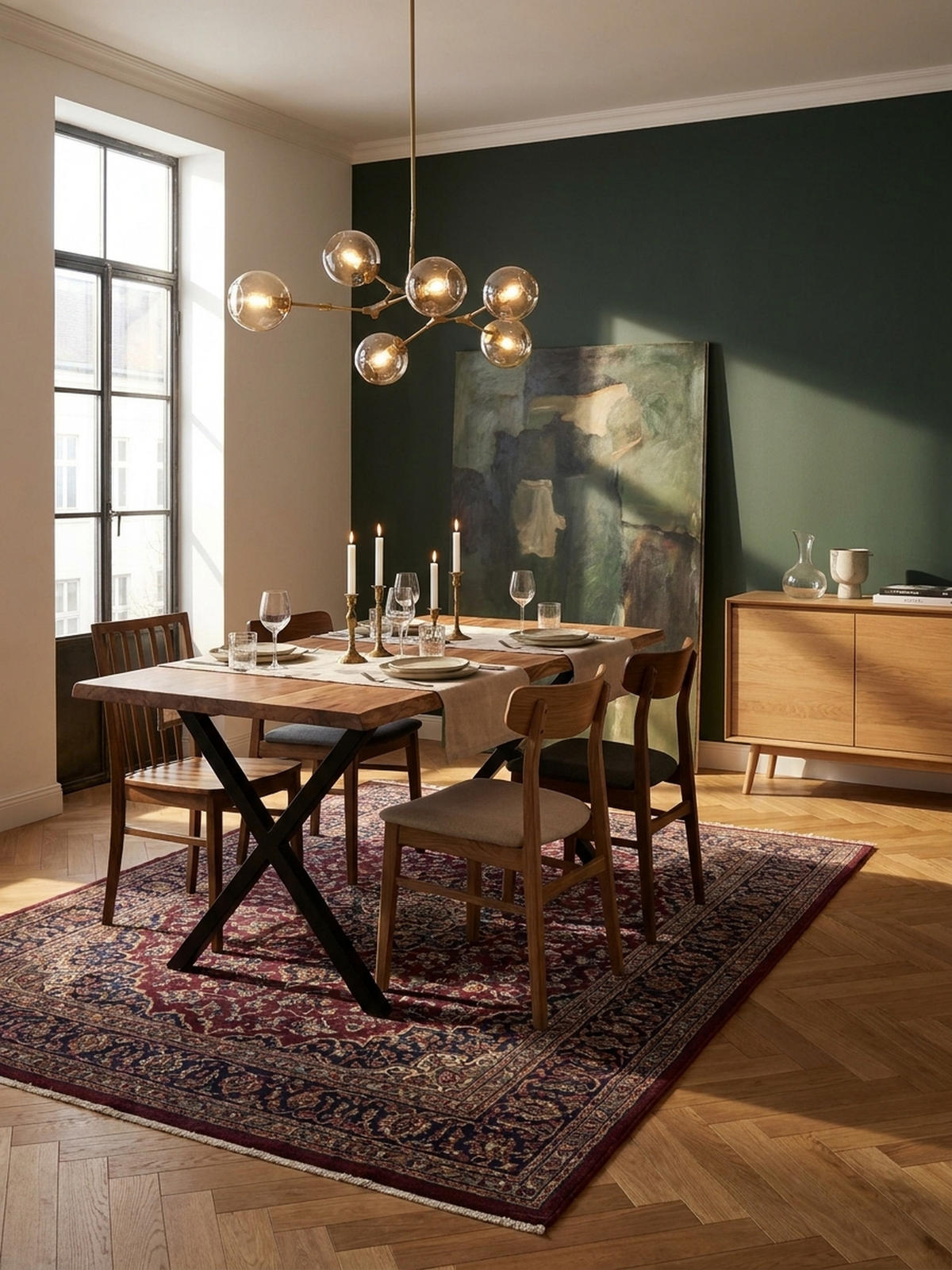 ESSTISCH Massivholz Metall X-Gestell Baumkante Industrial KRETA, Goldbraun-Schwarz 120x60x76 cm - Schwarz/Braun, Holz/Metall (60/120/76cm) - KADIMA DESIGN
